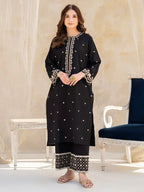Black Huk Embroidered Cotton Lawn 2-Piece (Stitched)