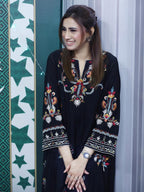 Laila Black – Multi Embroidered Long Dress (Stitched)