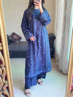 Zimal Blue – Embroidered 2-Piece Pure Lawn Set