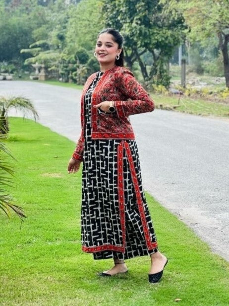 Urban Ajrak – Classic 3-Piece Printed Poly Lawn Set with Koti