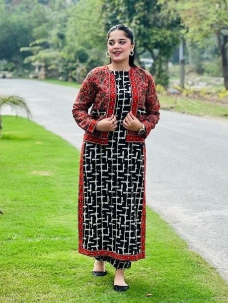 Urban Ajrak – Classic 3-Piece Printed Poly Lawn Set with Koti