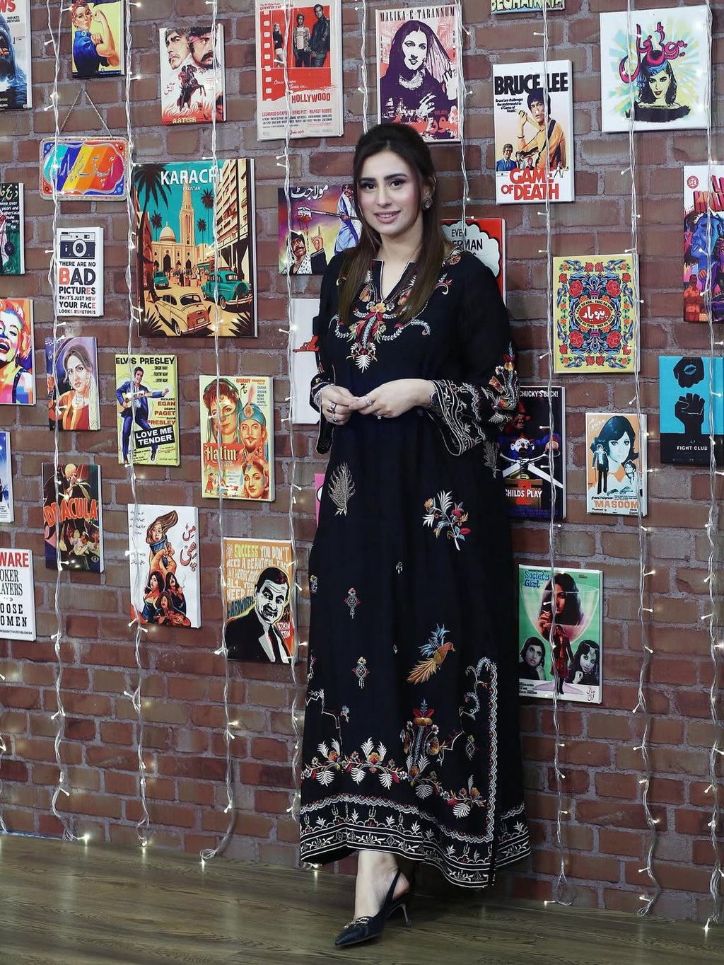 Laila Black – Multi Embroidered Long Dress (Stitched)