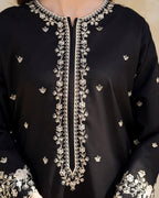 Black Huk Embroidered Cotton Lawn 2-Piece (Stitched)