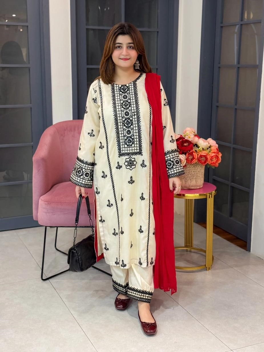 Taaj – Heavy Embroidered 3-Piece Suit (Stitched)