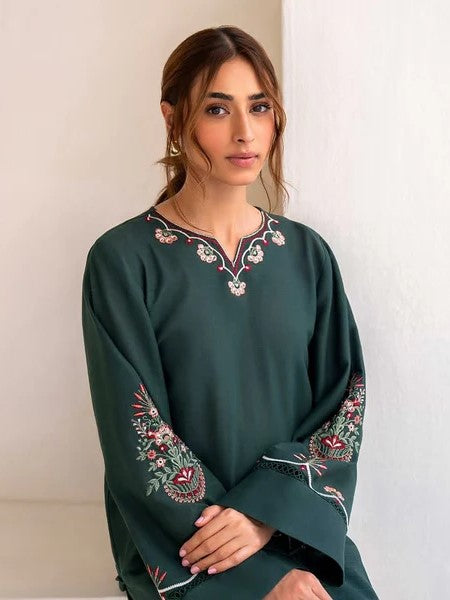 Kalamkar – Embroidered 2-Piece Stone Linen Set