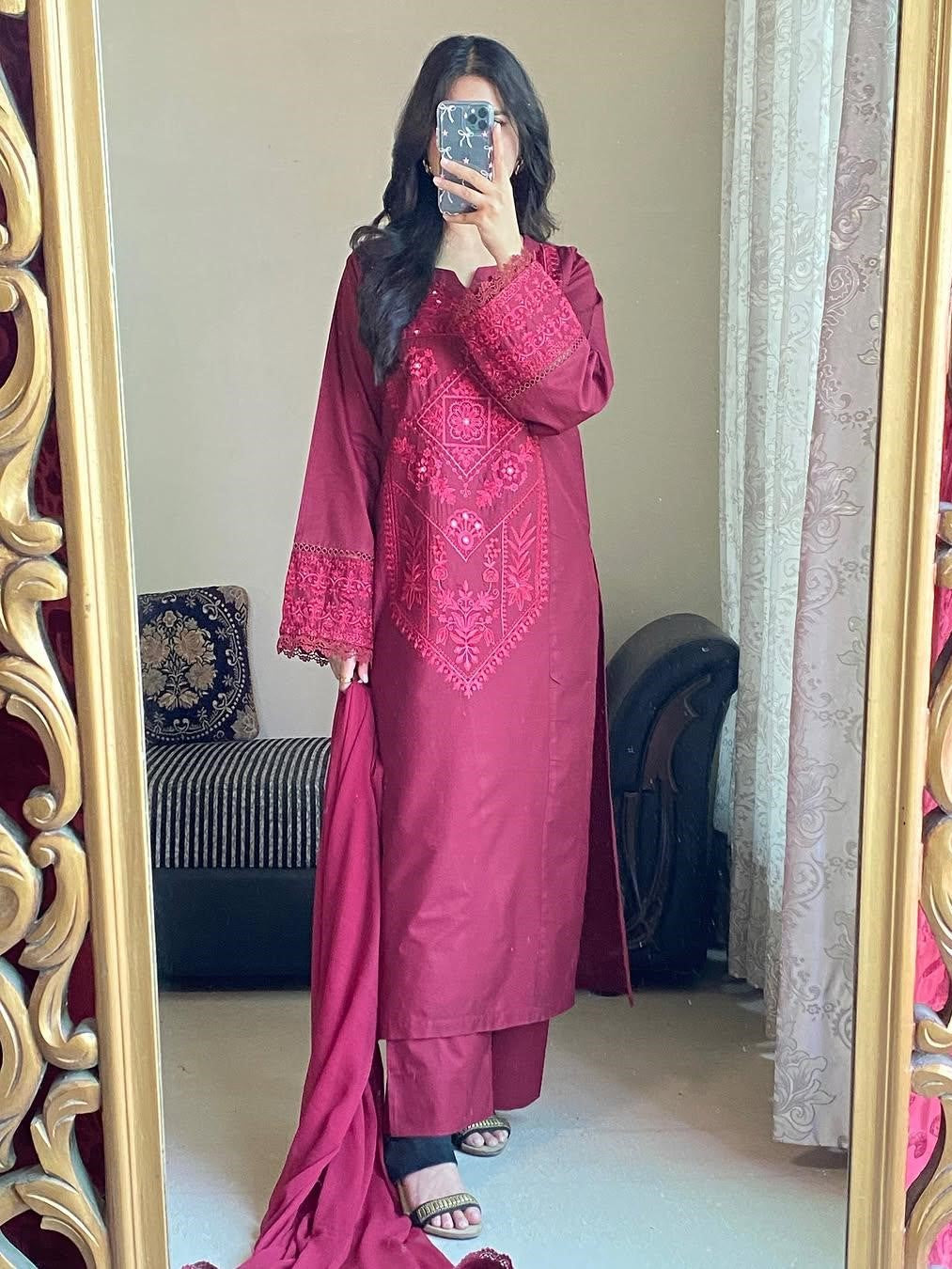 Roha – Luxury Embroidered 3-Piece Suit (Stitched)