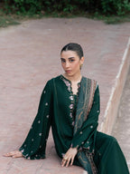 Ziva Green – Luxury Embroidered Co-Ord Set (2-Piece)