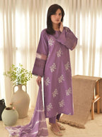 Horiya Purple – Luxury Embroidered Lawn 3-Piece Suit (Stitched)
