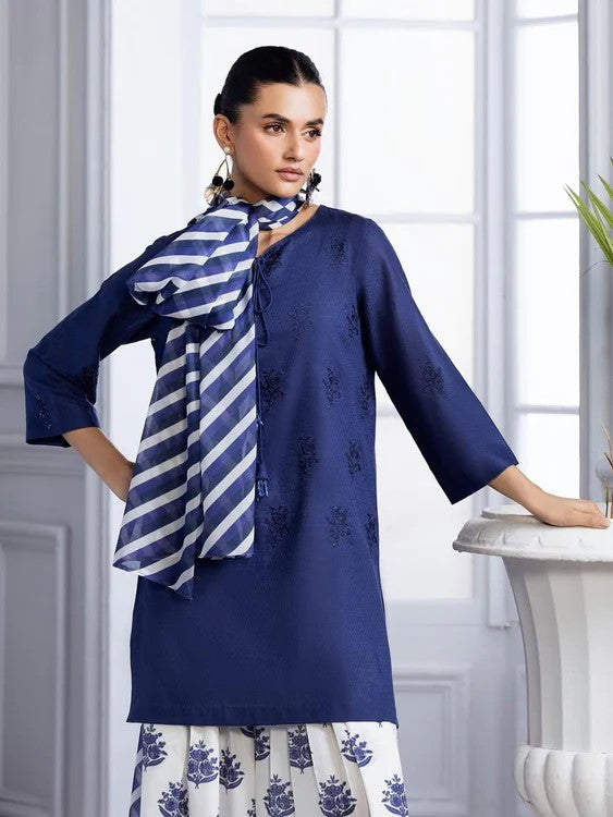 Blue Bloom – Luxury Embroidered 3-Piece Lawn Set with Digital Flaper