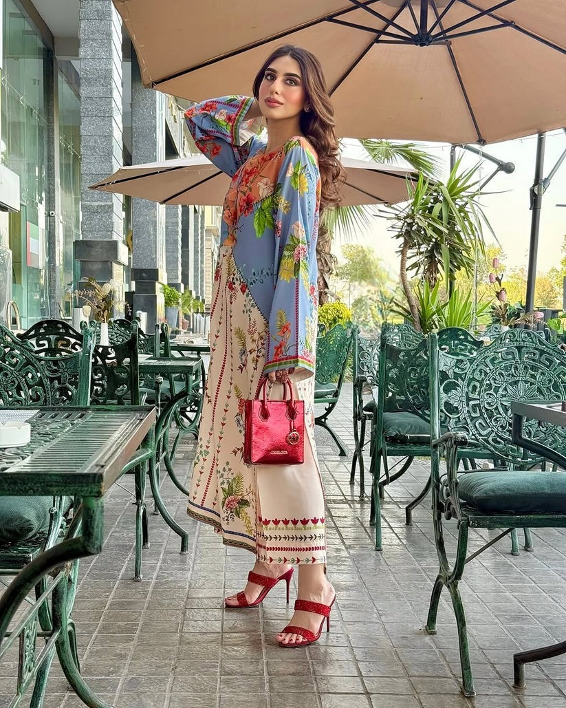 Sunset Bloom Cord Set – Digital Printed 2-Piece Dress