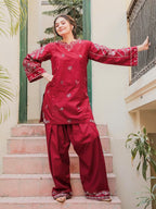 Nasheman – Embroidered Lawn Kurti with Farshi Shalwar (2-Piece Stitched Set)