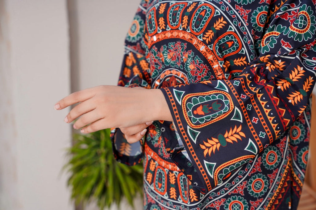 Mirror Embroidered & Printed 2-Piece Dress