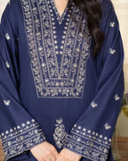 Dezal Embroidered 2-Piece Long Dress – Premium China Lawn