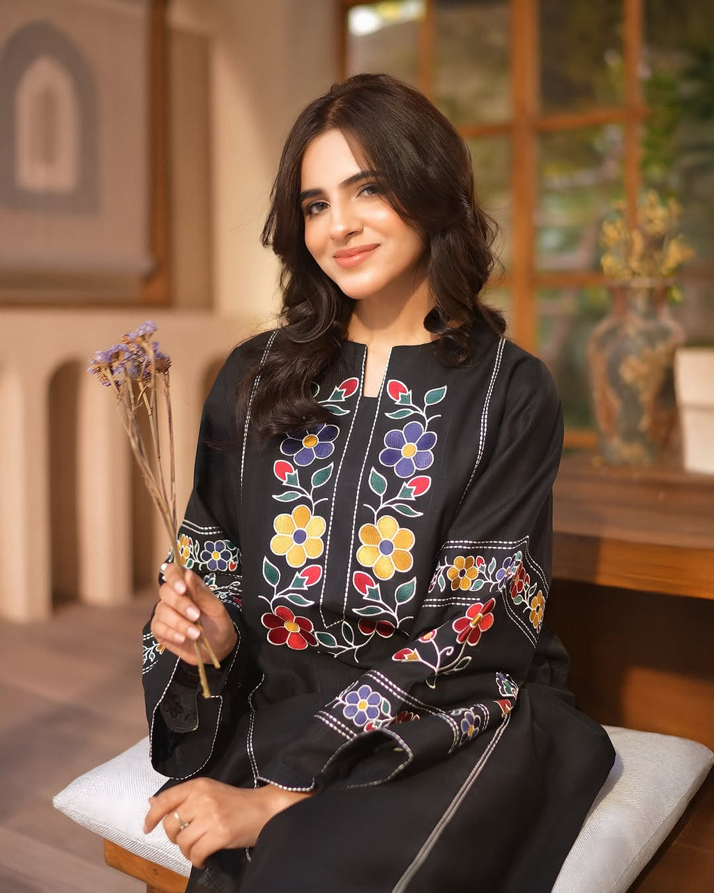 COTTAGE EMBROIDERED LONG LENGTH DRESS