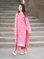 Nazneen – Embroidered Pure Lawn 3-Piece Set with Chiffon Dupatta (Stitched)