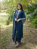 Mashal – Embroidered Lawn 3-Piece Set with Chiffon Dupatta
