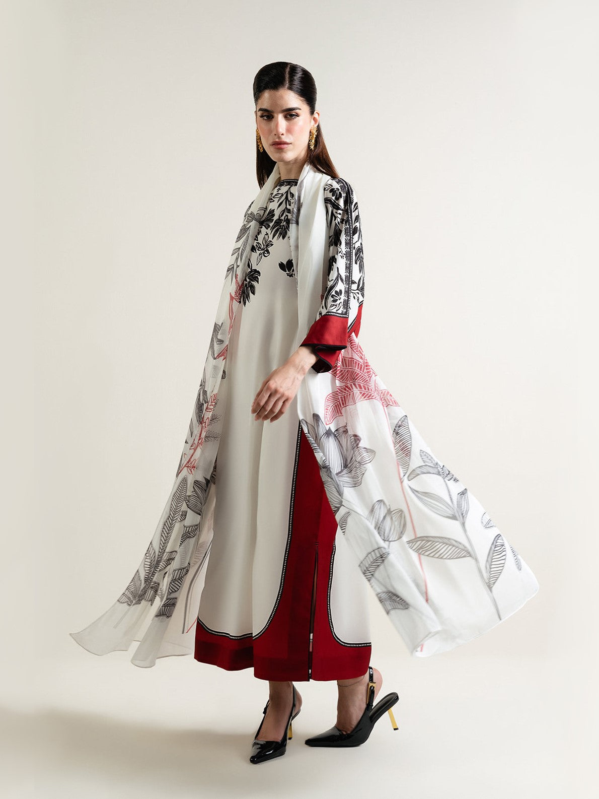 Daenar – Batwing Digital Printed 3-Piece Dress (Stitched)