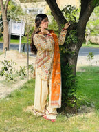 MEHAR – Digital Printed 3-Piece Suit with Farshi Shalwar (Stitched)