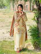 MEHAR – Digital Printed 3-Piece Suit with Farshi Shalwar (Stitched)