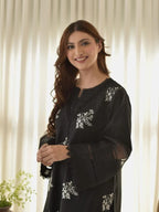 Horiya – Black 3-Piece Embroidered Lawn Set with Dupatta