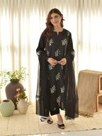 Horiya – Black 3-Piece Embroidered Lawn Set with Dupatta