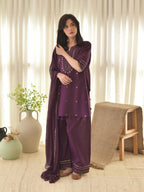 PURPLE AURA – Luxury Embroidered 3-Piece Suit (Stitched)