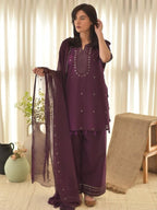 PURPLE AURA – Luxury Embroidered 3-Piece Suit (Stitched)