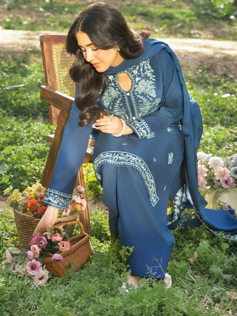 RAMAN 3PC – Embroidered Suit with Farshi Shalwar (Stitched)