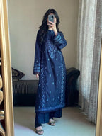 Zimal Blue – Embroidered 2-Piece Pure Lawn Set