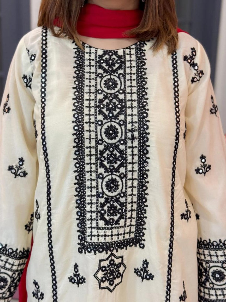 Taaj – Heavy Embroidered 3-Piece Suit (Stitched)