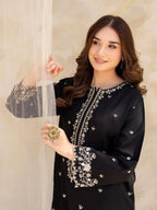 Black Huk Embroidered Cotton Lawn 2-Piece (Stitched)