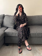 Midnight Blossom – Printed Long-Length Suit (2-Piece stitched)