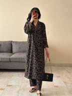 Midnight Blossom – Printed Long-Length Suit (2-Piece stitched)